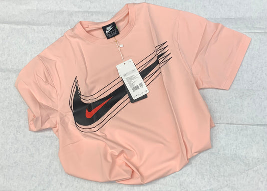KIN Peach Colour With Front Kin Print Lycra Fabric Tshirt 50144