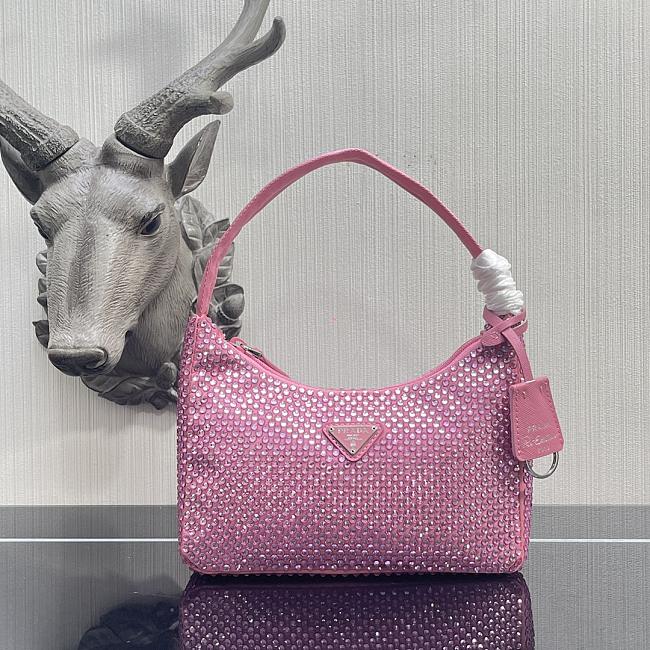 ARP PRA Pink Colour Satin Mini Bag With Artificial Crystal In Pink Ladies Hand Bag 2268