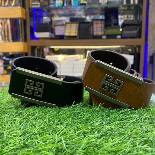 GIV VIG Black Brown Colour Sliver Buckle Genuine Leather Men’s Belt 9209