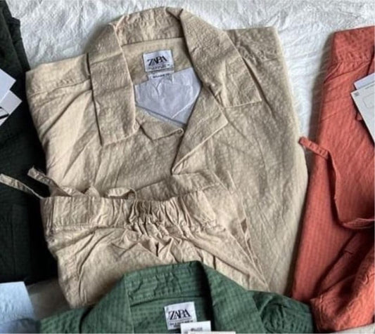 ZR Beige Colour Plain Premium Quality Unisex Coord Set 861007