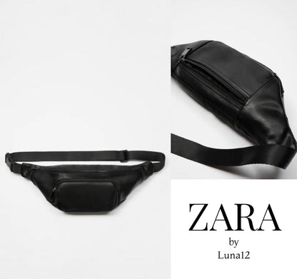 Black ZR Plain Crossbody Chest Waist Fanny Bag 730740