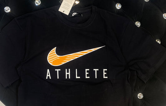 KIN Black Colour With Athlete Embroidery Print Drop Shoulder TShirt 108544
