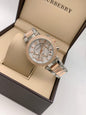 Cim Silver Copper Chain White Dial Chronograph Working Ladies Watch