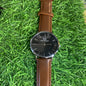 Wd Brown Strap Black Dial Silver Ring Ladies Watch