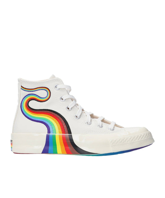 White Colour Rainbow High Ankle Converse Shoes 700014