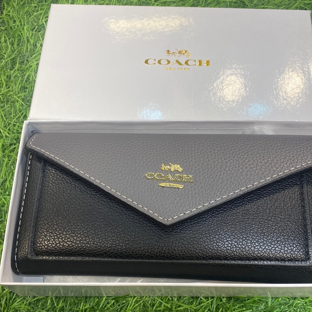 AOC Monogram With Aoc Gold Logo Three Fold Envelope Long Wallet Ladies Wallet