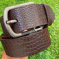 Brown Strap Silver Buckle Oow Fomal Men’s Genuine Leather Belt 900354