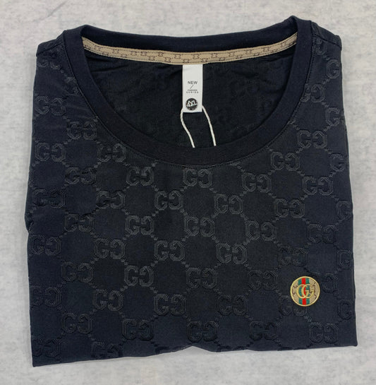 CUG Black Colour With G Embroidery Lycra Fabric Tshirt 1105056