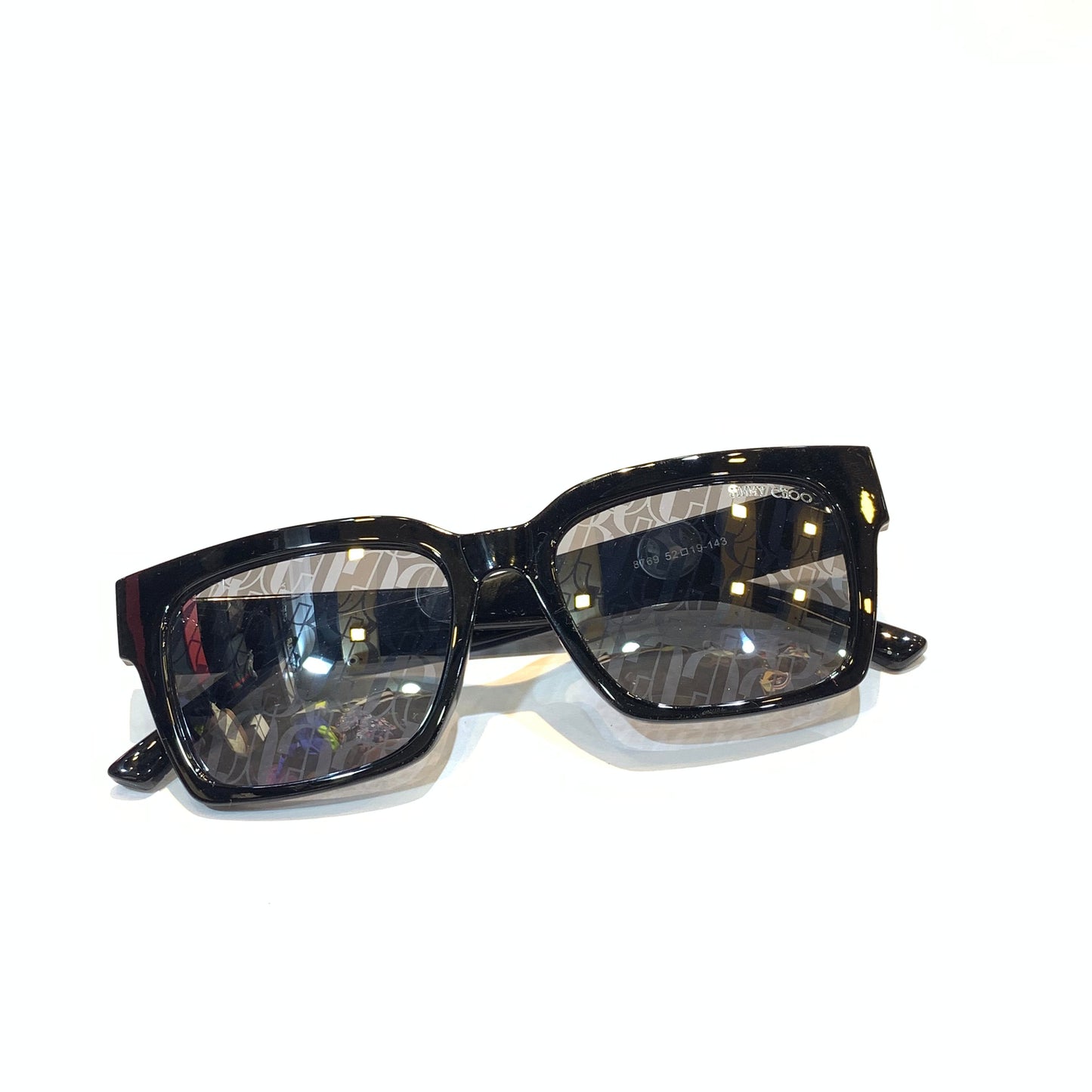 MIJ Black Frame Black Shade Printed Glass Unisex Branded Sunglasses 8769 52 19-143