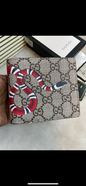 Branded Luxury Italian Leather Wallet Model Silk Screen Apricot Snakes 602230100