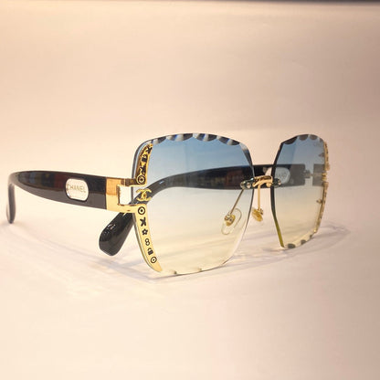Ahc Golden Black Frame Sky Blue Shade Sunglass 5814464 16-142