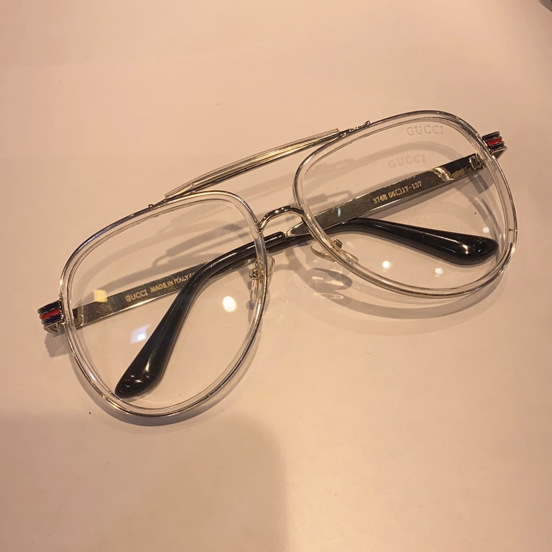 Silver Fram Transparent Shade Printed Branded Luxury Sunglasses 3748 56 17-137