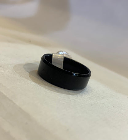 Sliver Black Stainless Steel Circle Plain Premium Quality Men’s Ring 50245