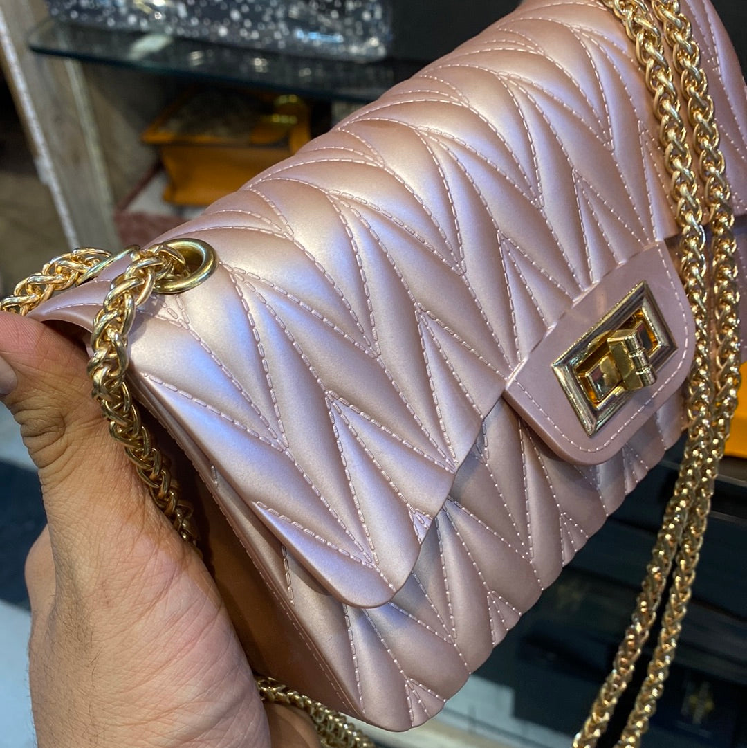 Peach Medium Silicone Ladies Side Sling Hand Bag