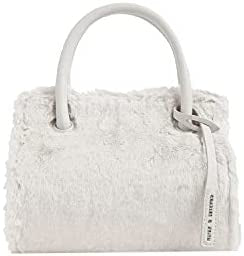 CHARLES & KEITH Fur Fabric Top Handle Bag with Shoulder Strap for Women - Off White