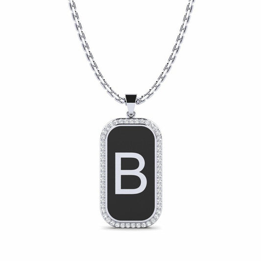 Sliver GLAMIRA B Latter Pendant Necklace Chain 50303