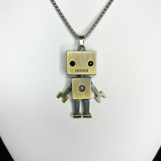 Sliver Robot Pendant Necklace Chain 50282