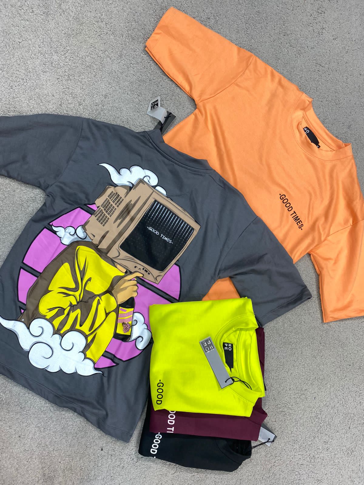 HOPE Neon Colour With Good Time Back Print Drop Shoulder TShirt 108618