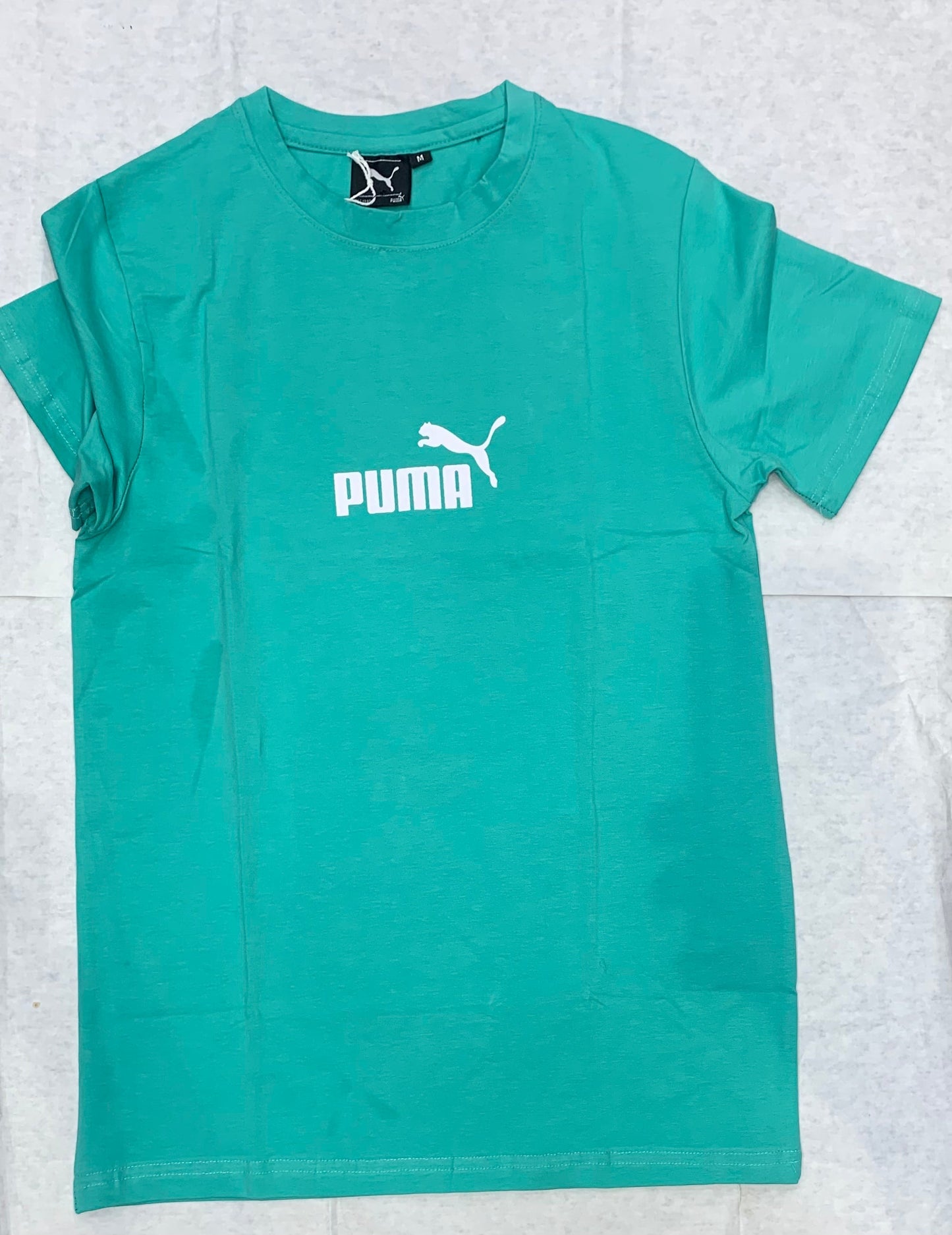 MUP Teal Colour With Back Floral Print Half Sleeve Tshirt 50114