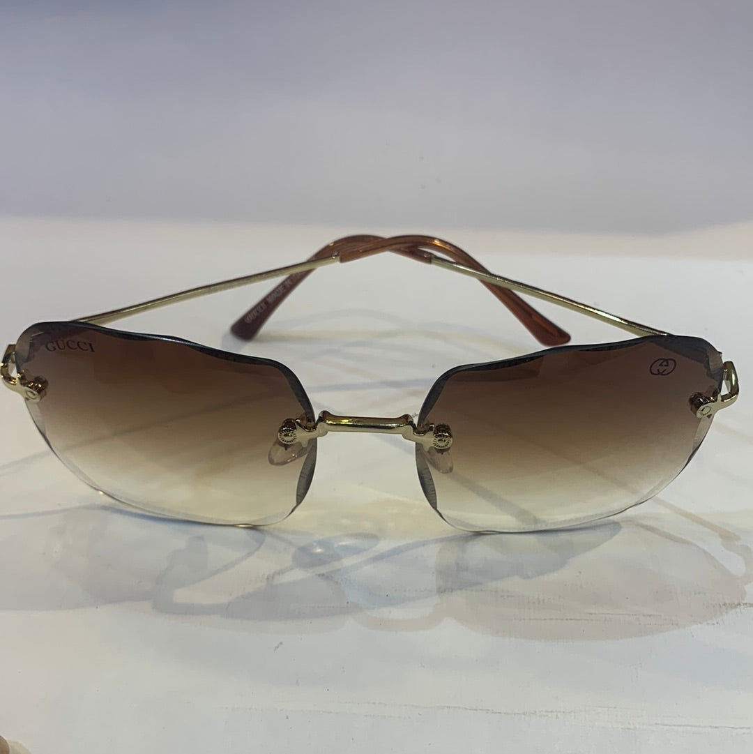 CUG Frameless Golden Brown Stick Brown Transperent Shade Sunglass 68108 59 18-141