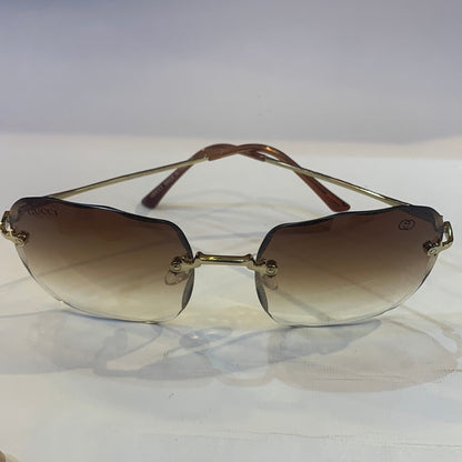 CUG Frameless Golden Brown Stick Brown Transperent Shade Sunglass 68108 59 18-141