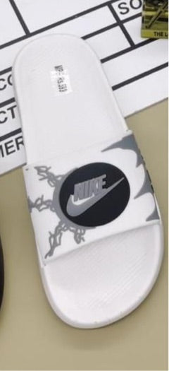 Kin White Colour Grey Print Style Plain Slipper Sliders 901088