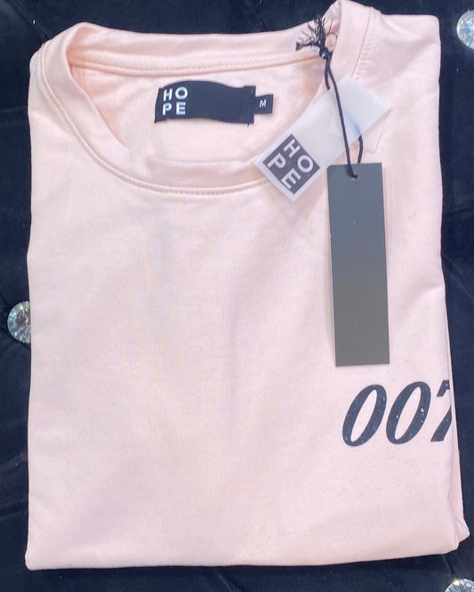 HOPE Peach Colour With 007 Back Print Drop Shoulder TShirt 108617