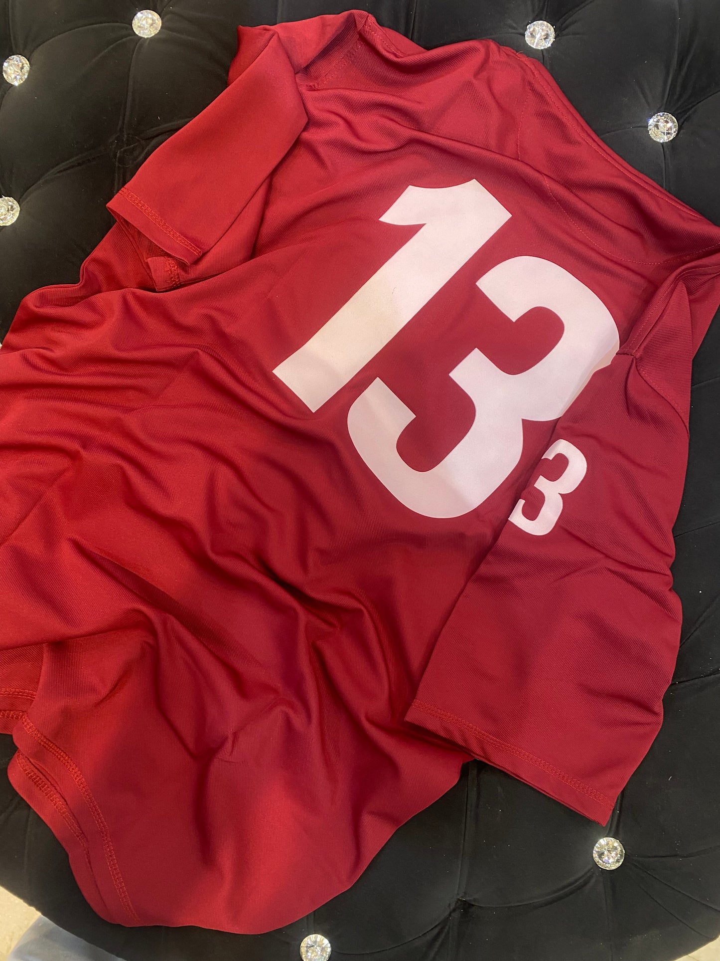 IDA NFL 13 Maroon Colour With 13 Yellow Print Lycra Fabric Down Drop Shoulder Jersey 03082023