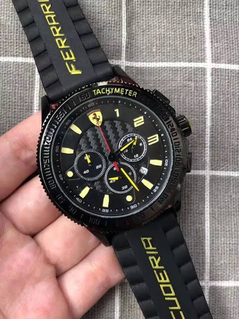 REF Black Yellow Silicone Strap Chrono Dial Mens Men Watch Fer Formal Casual Men Watch