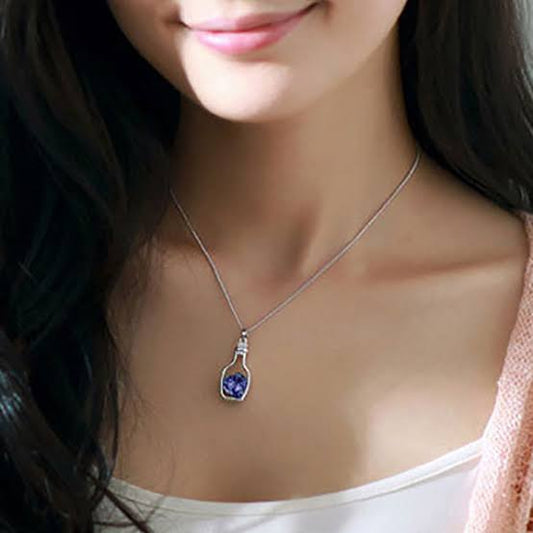Blue Heart Bottle Shaped Pendant
