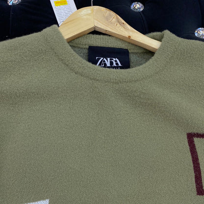 Light Green ZR Soft Square Design Sweater for Men Unisex 9110