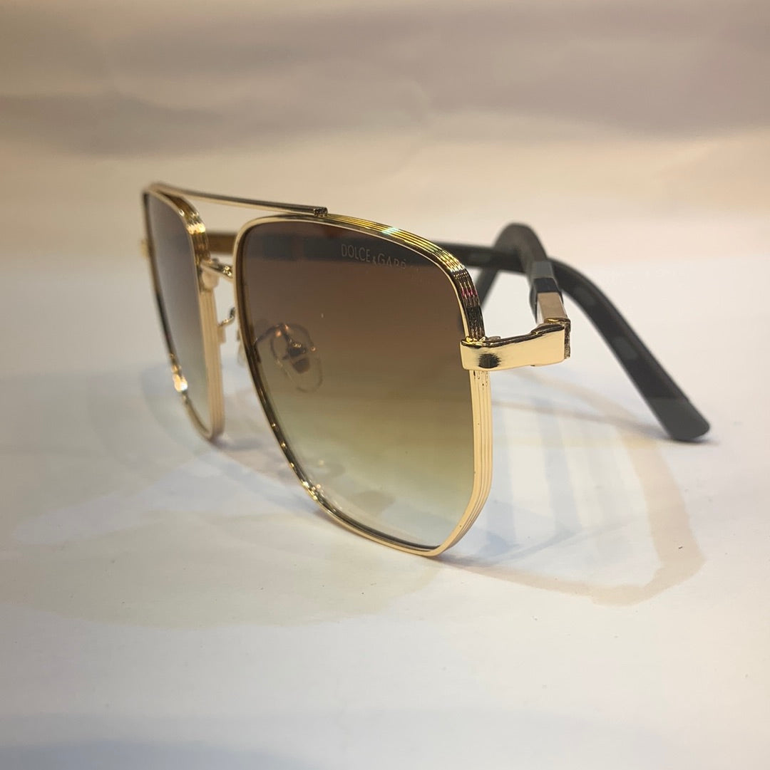 LOD Gold Frame Brown Shade Unisex Branded Sunglasses 10487 5716 145