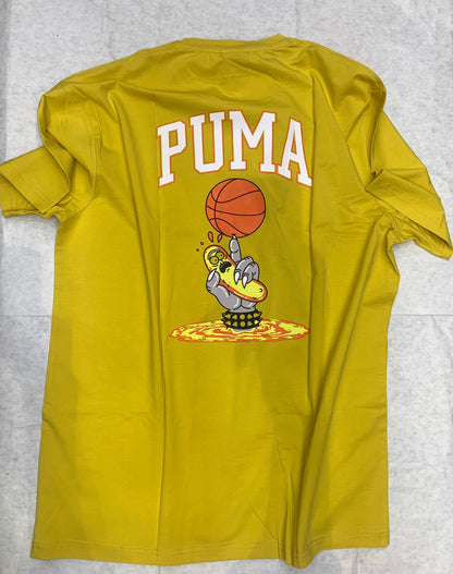 MUP Yellow Colour With Mup Puff Print Lycra Fabric Tshirt 50118