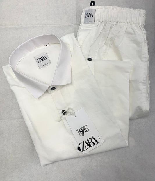 Zr White Color Plain Unisex Coord Set 93223