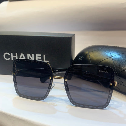 AHC Gold Frame Black Shade with Unisex Branded Sunglass CN8208 6314-138