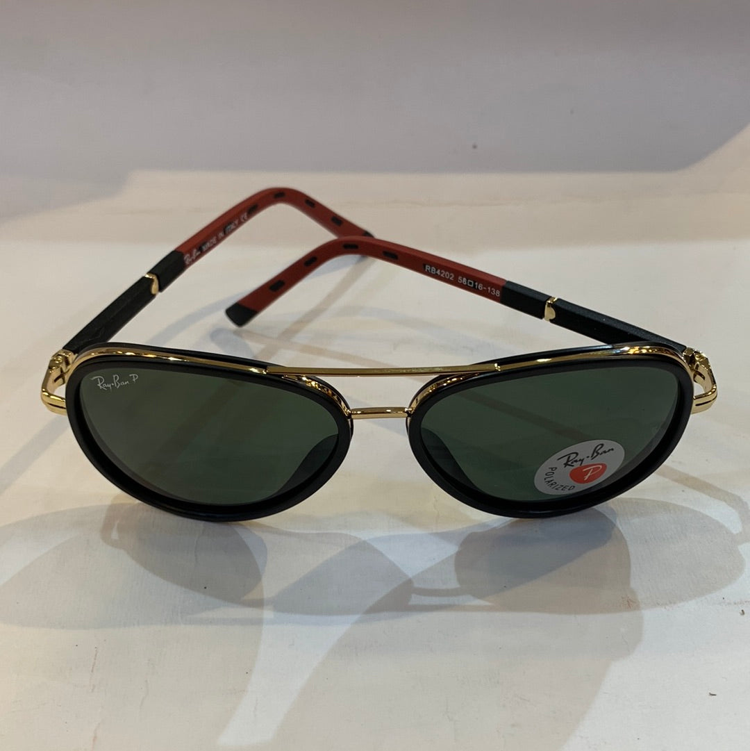 YAR RB Black Frame Green Shade Unisex Aviator Sunglass RB4202 58 16-138