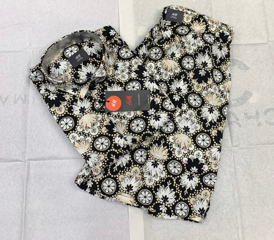 MH Black Colour With White Floral Print Important Shirt With Shorts Coord Set 50240