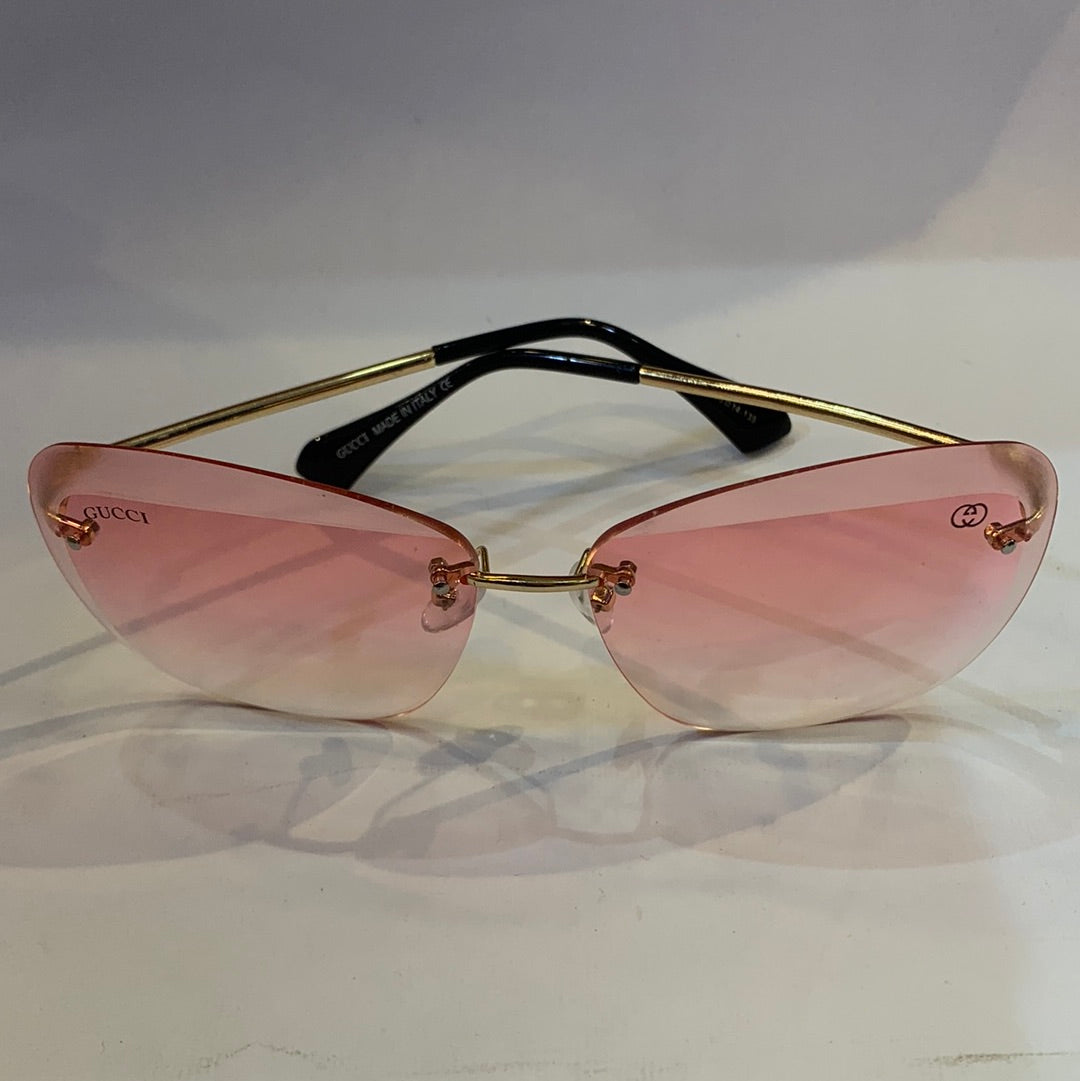CUG Frameless Golden Black Stick Pink Shade Unisex Sunglass 6856 65 14-135