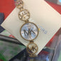 KM Gold Chain White Dial Big Logo Ladies Watch 493125