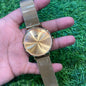 Wd Gold Chain Yellow Dial Slim Formal Casual Watch For Men with Original Box