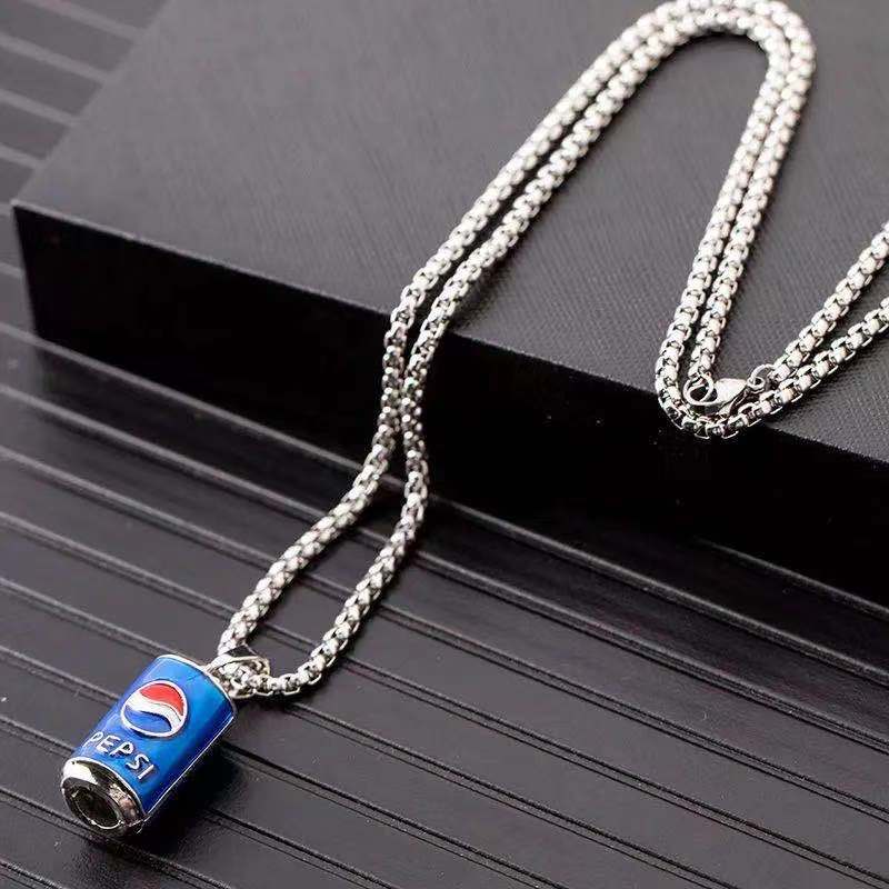 Sliver Pepsi Bottle Pendant Necklace Chain 50291
