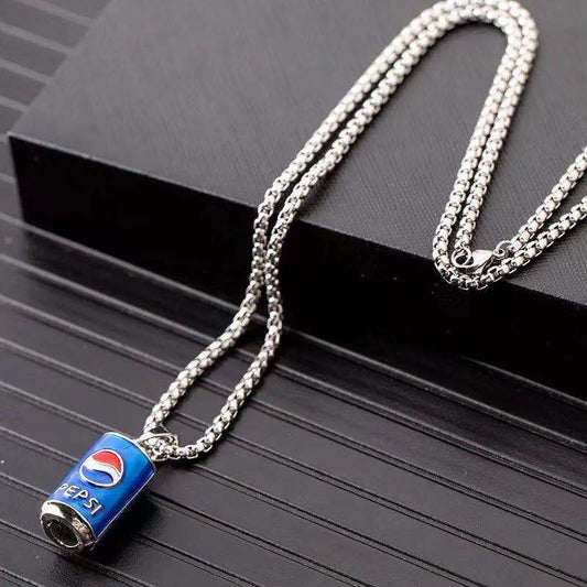 Sliver Pepsi Bottle Pendant Necklace Chain 50291