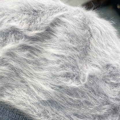 Grey Colour DO Wool Women's Fashion Hat Plush Knitted Wind Shield Ear Guard Solid Color Atmosphere Simple Autumn and Winter Warm Hat DO Cap 9357