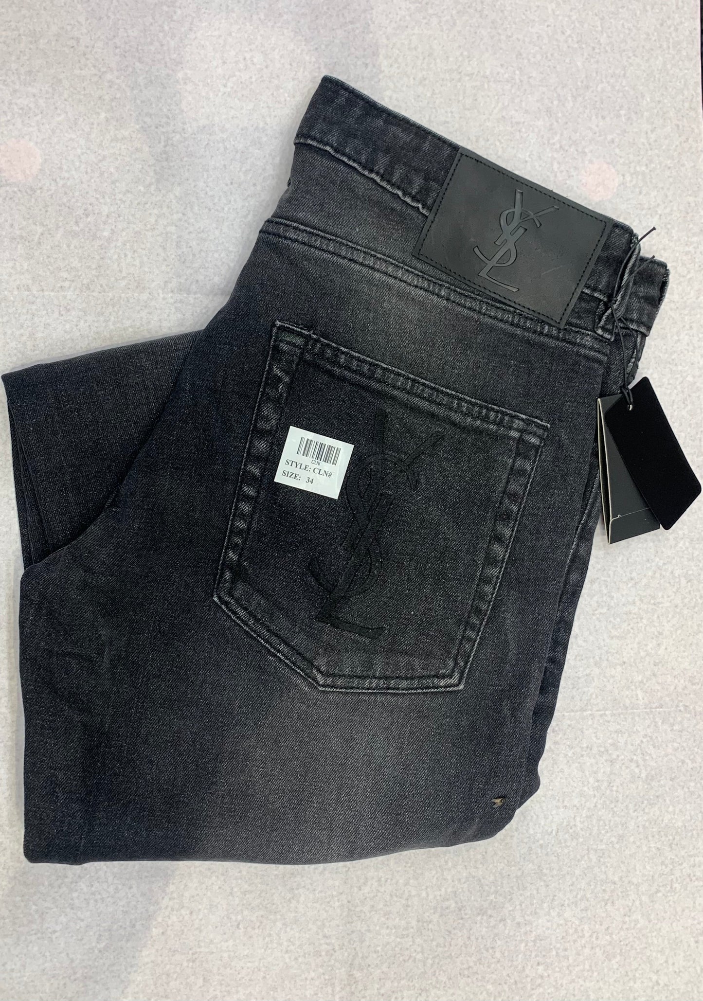 IAS Faded Black Colour With Front Embroidery Premium Quality Slim Fit Jeans 700253