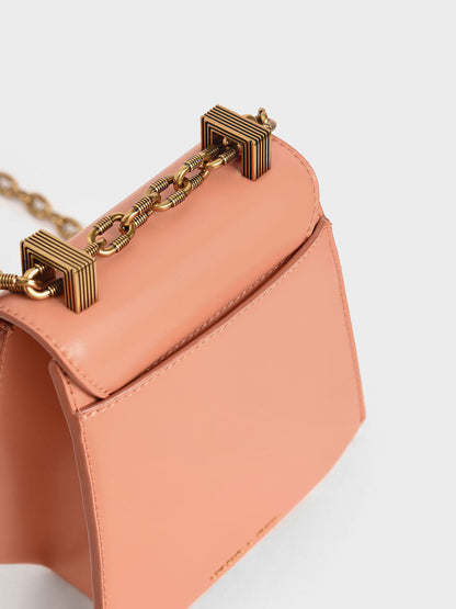 Ladies Peach Orange Charles & Keith Girls Sling  Bag