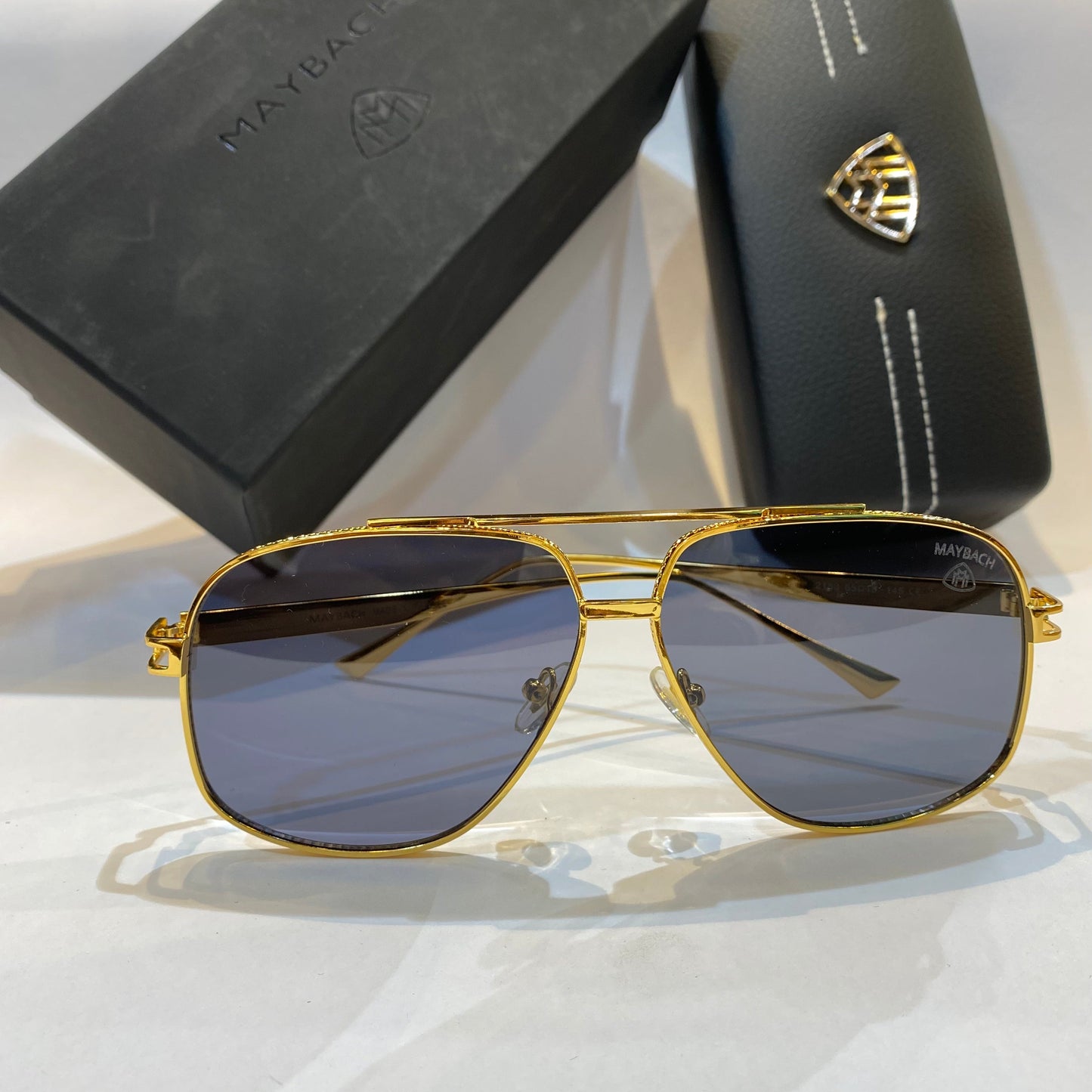 YAM Gold Frame Black Shade Unisex Branded Sunglasses 2183 65 15-145