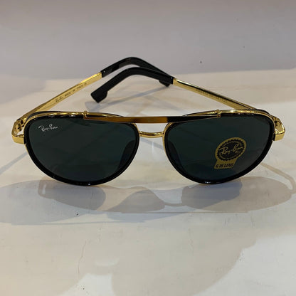 YAR RB Golden Black Frame Black Shade Unisex Aviator Sunglass RB4414 58 14-135