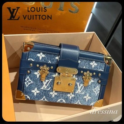 VL UOL Blue Denim Monogram Casual Style Street Style 2 Way Leather Party Style 502380