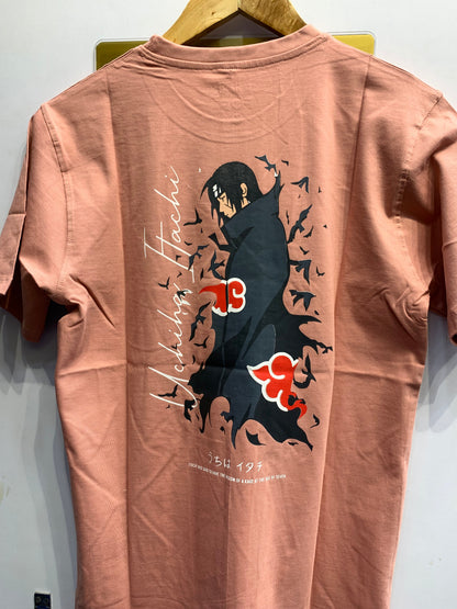 Think POP Peach Colour Front And Back Print Round Neck Tshirt 1105003