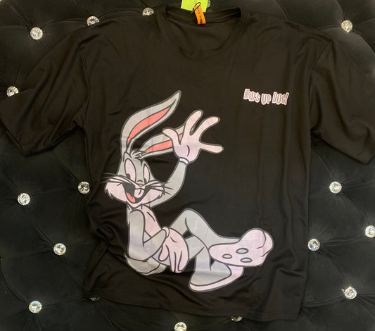 Mukhlis Black Colour With What’s Up Doc Print Drop Shoulder TShirt 108585